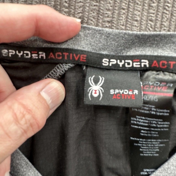 Spyder Men Activewear T Shirt XL X-Large Gray Black Moisture Wicking Gym Outdoor - Picture 3 of 10